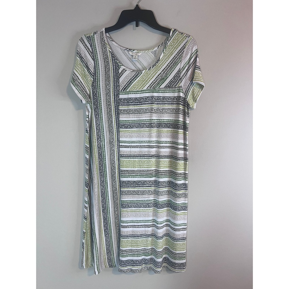 Cato Womens Road to Rio Wild Lime Stripe Short Sleeve Shift Dress M NEW